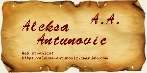 Aleksa Antunović vizit kartica